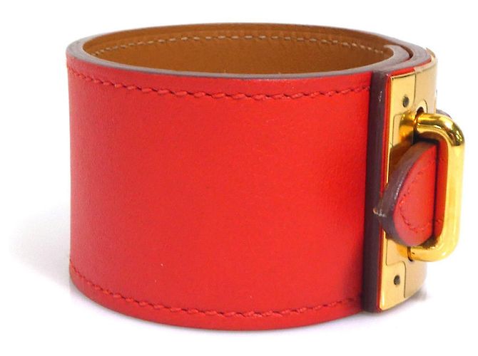 Bracciale Charm Hermès in Arancione Rosso e Oro D'oro - vista 2
