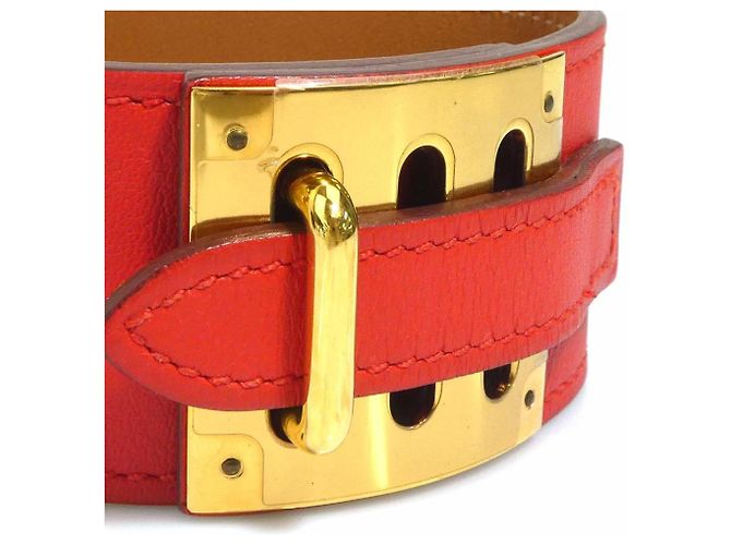 Bracciale Charm Hermès in Arancione Rosso e Oro D'oro - vista 6