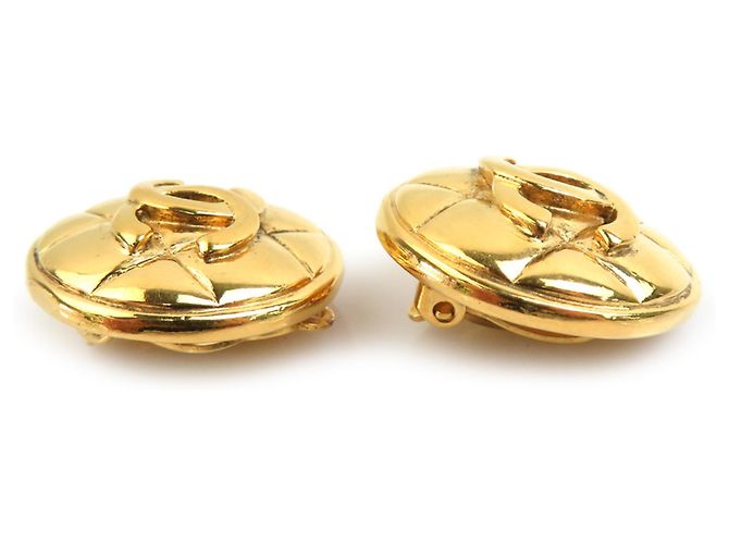 Orecchini a clip dorati Chanel con design Coco Mark D'oro - vista 2