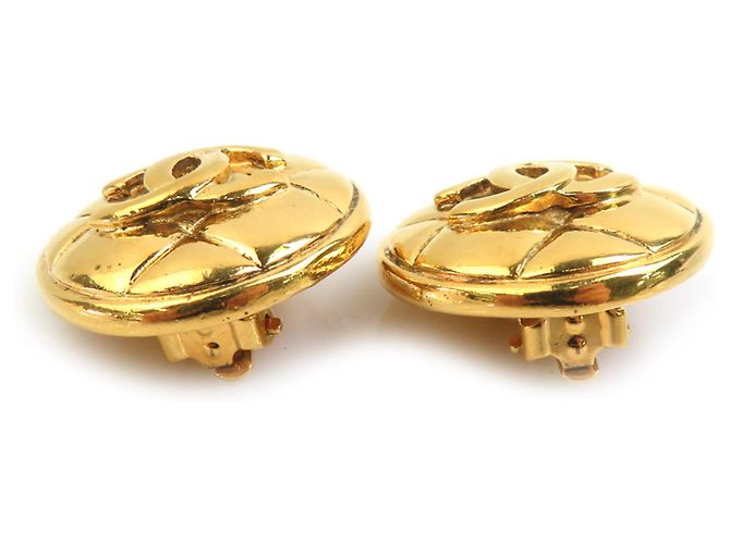 Orecchini a clip dorati Chanel con design Coco Mark D'oro - vista 3
