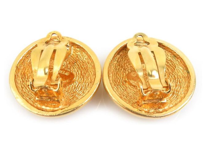 Orecchini a clip dorati Chanel con design Coco Mark D'oro - vista 5