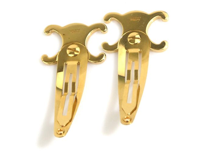 Céline Fermaglio Celine Triomphe Design in metallo dorato D'oro - vista 4