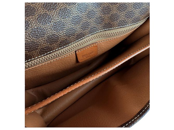 Edge Céline Borsa a tracolla Celine in tela rivestita marrone - vista 5