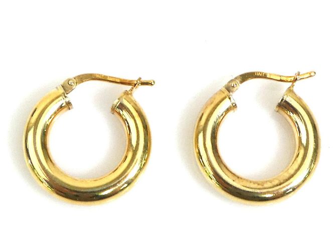 Orecchini a cerchio in metallo dorato Bottega Veneta D'oro - vista 3