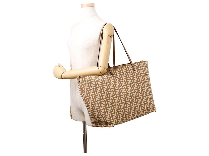 Fendi Pequin Pecan Roll Reversibler Tote Bag Braun Beige - Ansicht 4