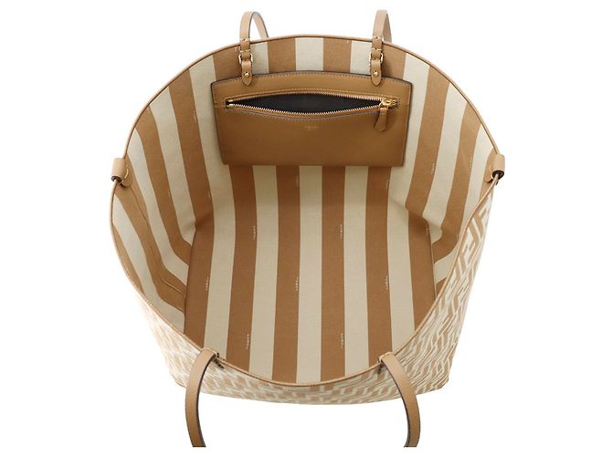 Fendi Pequin Pecan Roll Reversibler Tote Bag Braun Beige - Ansicht 6