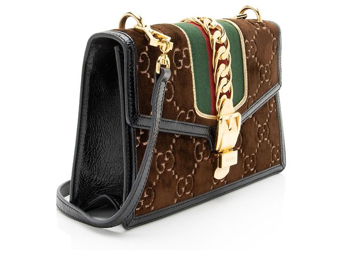 Piccola borsa a tracolla Gucci GG Velvet Sylvie Nero - vista 2