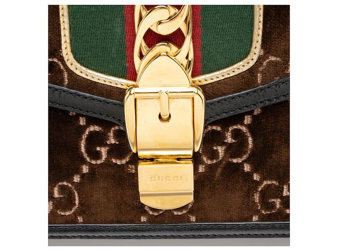 Piccola borsa a tracolla Gucci GG Velvet Sylvie Nero - vista 9