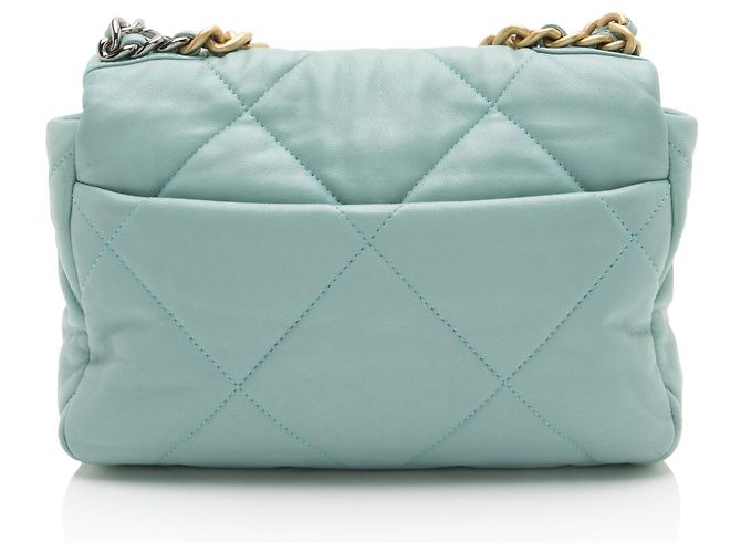 Gabrielle Borsa a tracolla Chanel Lambskin 19 Medium Flap Blu - vista 3