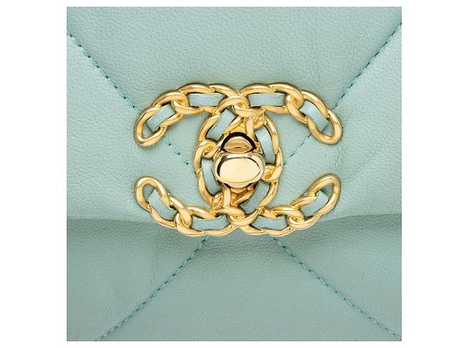 Gabrielle Borsa a tracolla Chanel Lambskin 19 Medium Flap Blu - vista 9
