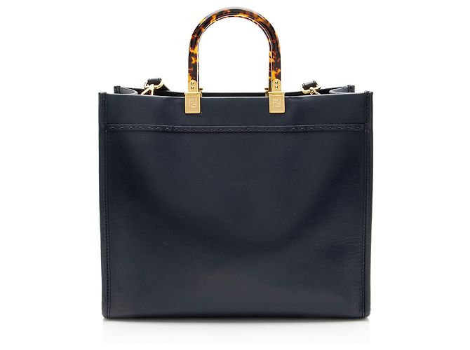 Fendi Leather Sunshine Medium Shopper Tote Tasche Blau - Ansicht 3