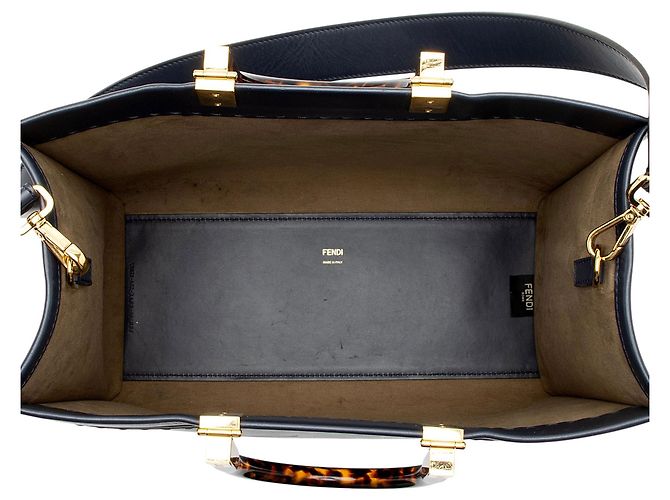 Fendi Leather Sunshine Medium Shopper Tote Tasche Blau - Ansicht 7