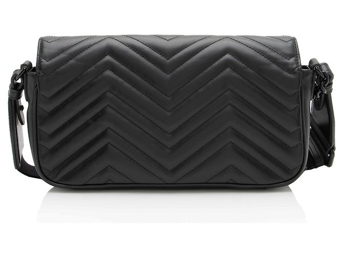 Borsa a patta piccola Gucci Matelasse Leather GG Marmont Monochrome Nero - vista 3