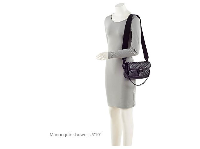 Borsa a patta piccola Gucci Matelasse Leather GG Marmont Monochrome Nero - vista 5