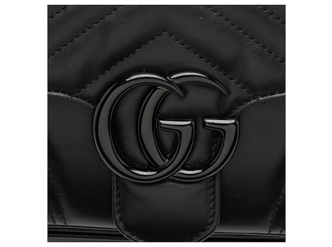 Borsa a patta piccola Gucci Matelasse Leather GG Marmont Monochrome Nero - vista 9