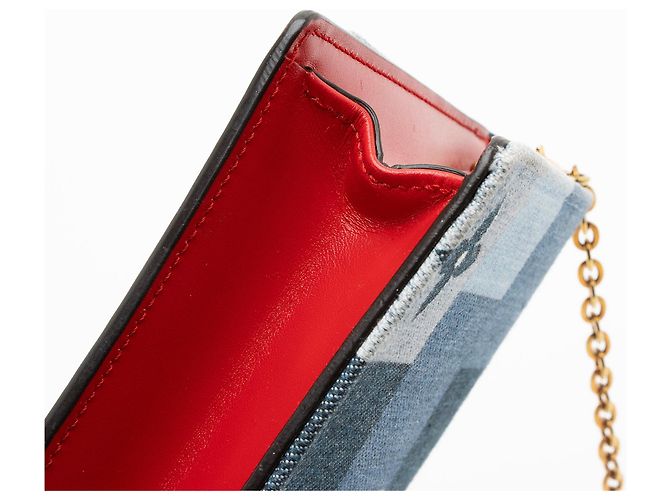 Louis Vuitton Limited Edition Denim Patchwork Flore Chain Wallet Blu - vista 10