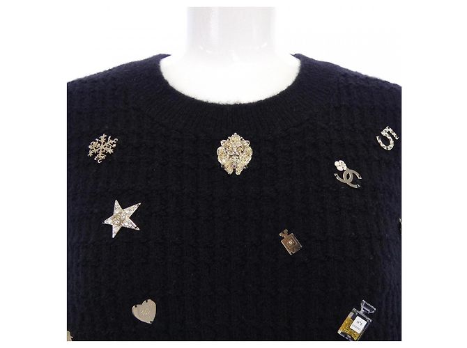 Timeless Chanel Kaschmir-Strickoberteil Schwarz - Ansicht 6