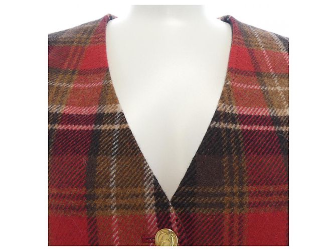 Chaleco Check Gucci 728507 ZAJ04 Castaño Roja - vista 5