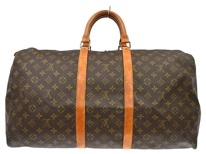 Borsa Louis Vuitton Keepall in tela Monogram 55 Marrone - vista 2