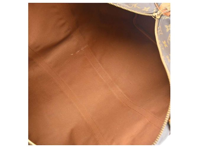 Borsa Louis Vuitton Keepall in tela Monogram 55 Marrone - vista 3