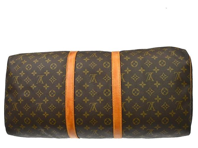 Borsa Louis Vuitton Keepall in tela Monogram 55 Marrone - vista 7