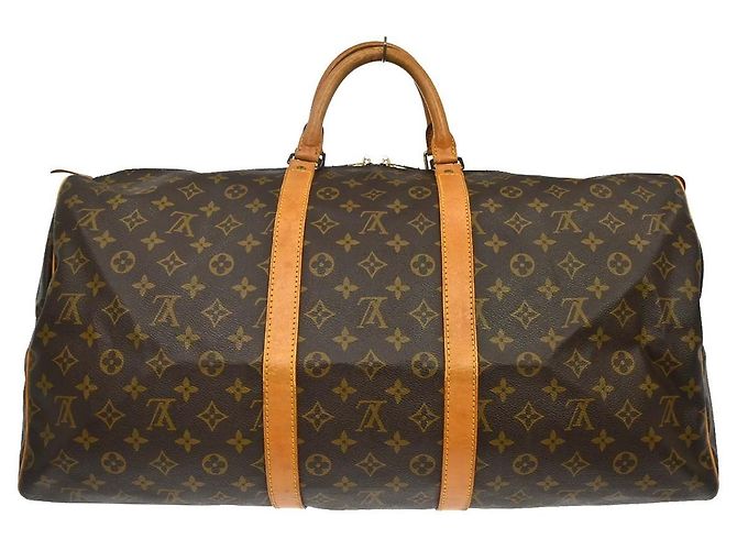 Borsa Keepall Louis Vuitton in tela Monogram 55 Marrone - vista 2