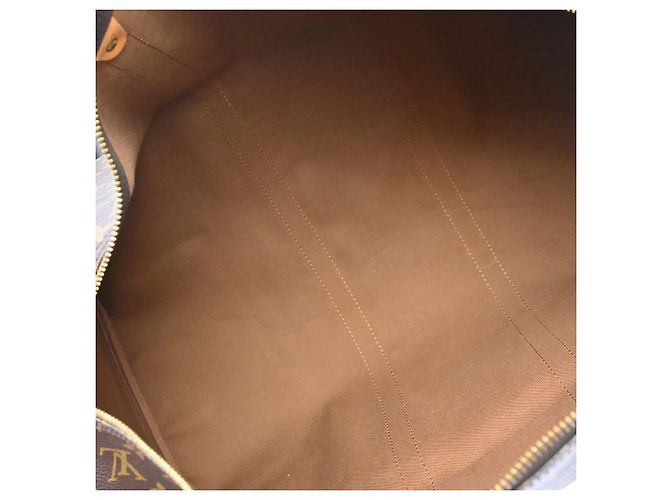 Borsa Keepall Louis Vuitton in tela Monogram 55 Marrone - vista 3