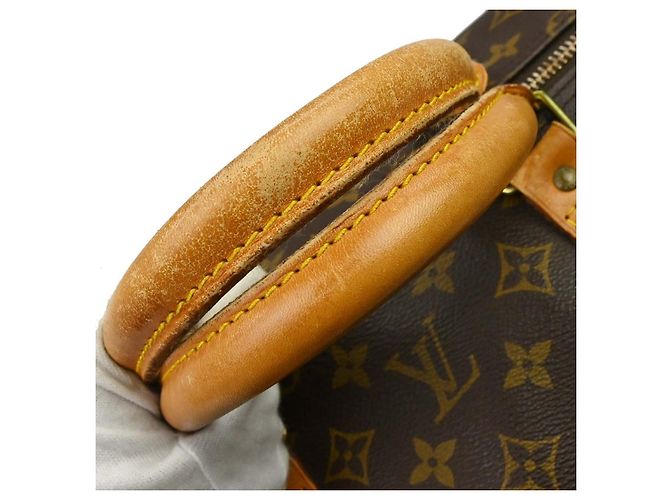 Borsa Keepall Louis Vuitton in tela Monogram 55 Marrone - vista 6