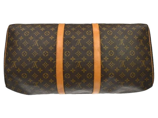 Borsa Keepall Louis Vuitton in tela Monogram 55 Marrone - vista 7