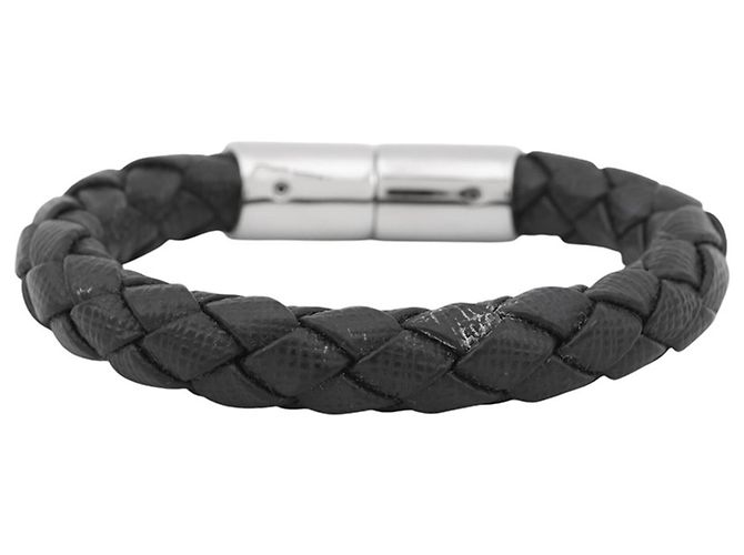 Saffiano Bracciale charm in pelle nera Prada Nero - vista 3