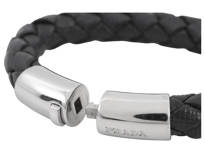 Saffiano Bracciale charm in pelle nera Prada Nero - vista 5