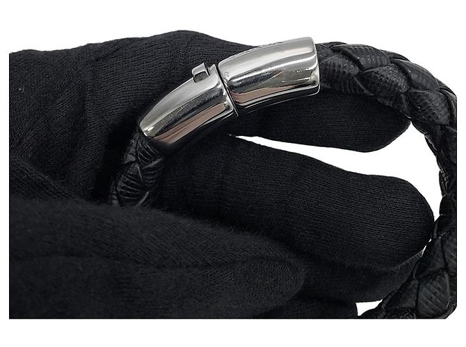 Saffiano Bracciale charm in pelle nera Prada Nero - vista 8