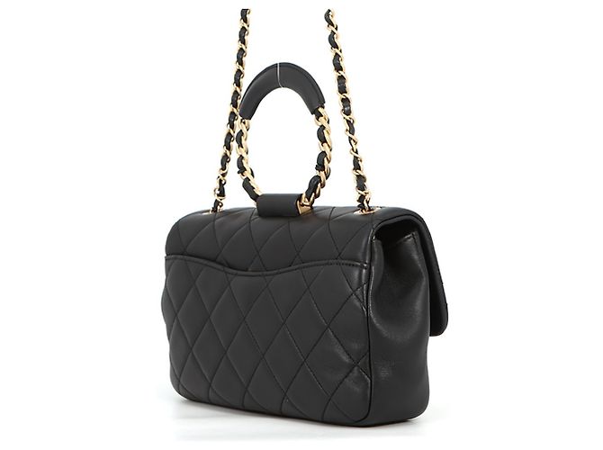 Borsa a tracolla Chanel in agnello nero - vista 2