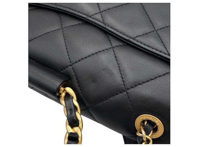 Borsa a tracolla Chanel in agnello nero - vista 7