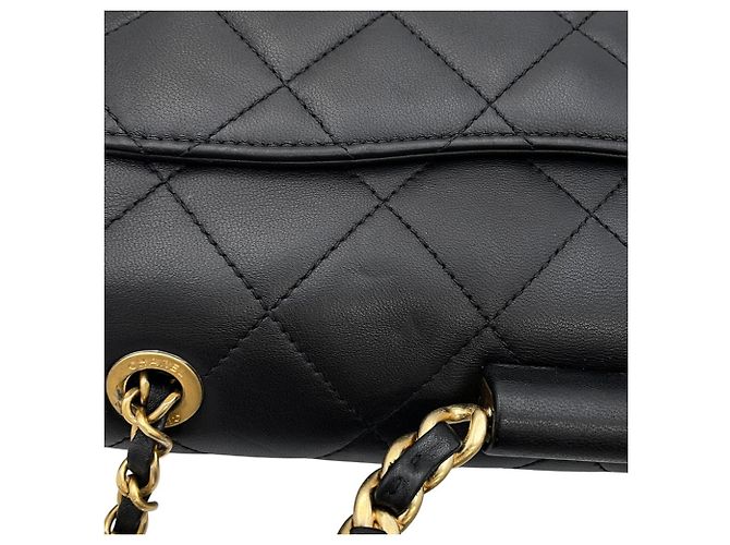 Borsa a tracolla Chanel in agnello nero - vista 8