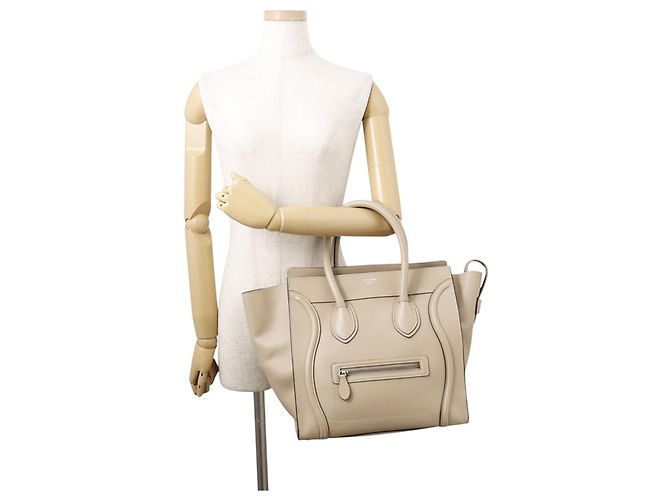 Céline Borsa Celine Luggage Shopper Mini Beige - vista 4