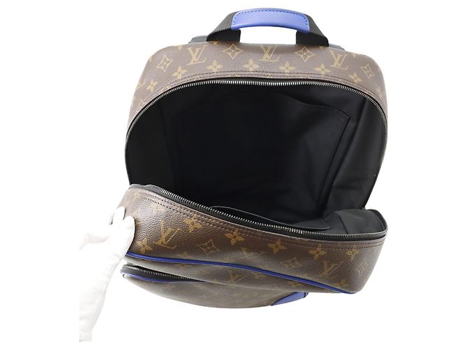 Zaino Louis Vuitton Monogram Macassar Dean Nero Blu Monogramma - vista 5