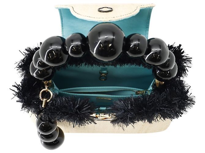Borsa Louis Vuitton Raffia Capucines MM Nero - vista 5