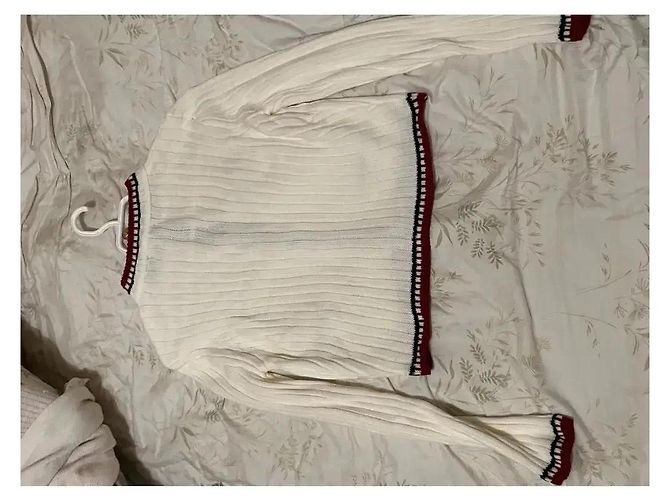 Autre Marque TRENDYOL weißer Strickcardigan mit kontrastierendem Besatz Schwarz Rot - Ansicht 7