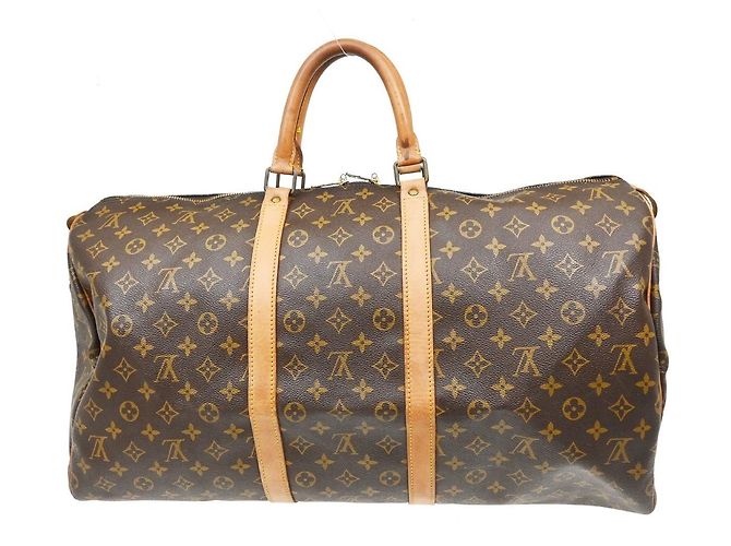 Bolso Keepall Louis Vuitton Monogram Canvas 55 Castaño - vista 2