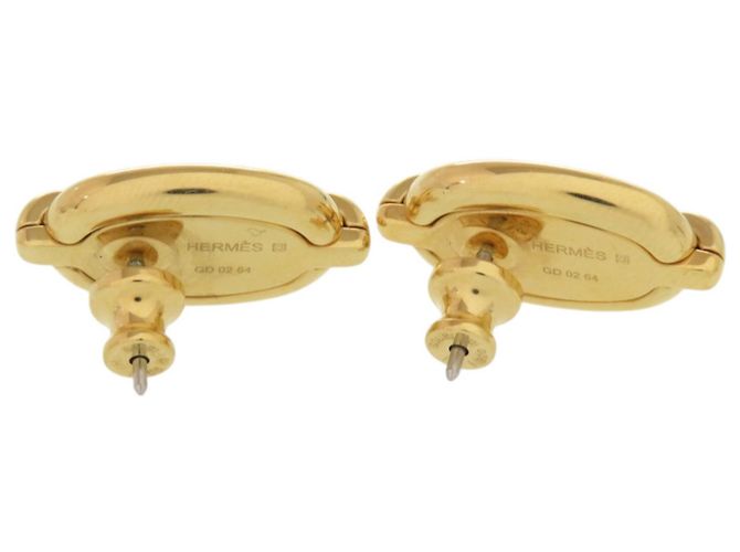 Hermès Pendientes Mini Maillon en oro blanco Dorado - vista 2
