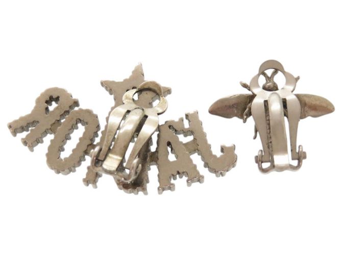 Orecchini Christian Dior JADIOR Logo Bee Star Stone Silver Argento - vista 2