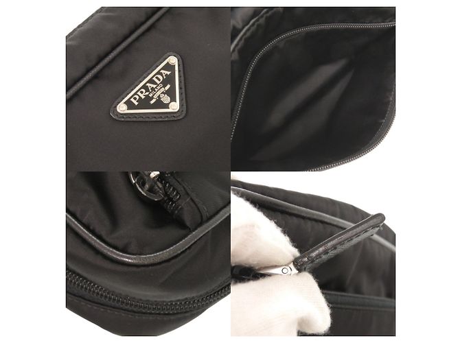 Prada Triangle Logo Nylon Pouch Black - view 9