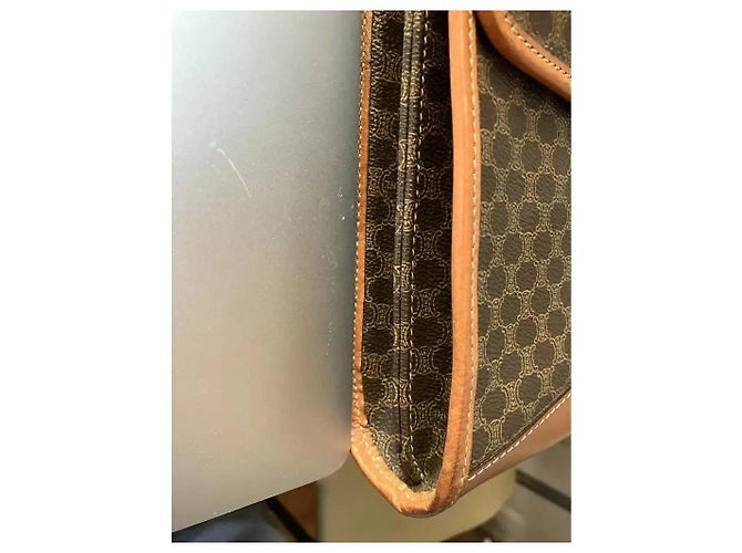 Céline Celine Clutch Macassar Monogramma in Pelle Marrone - vista 10