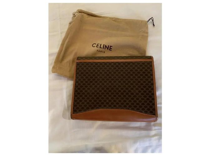 Céline Celine Clutch Macassar Monogramma in Pelle Marrone - vista 3