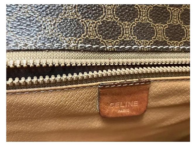 Céline Celine Clutch Macassar Monogramma in Pelle Marrone - vista 9