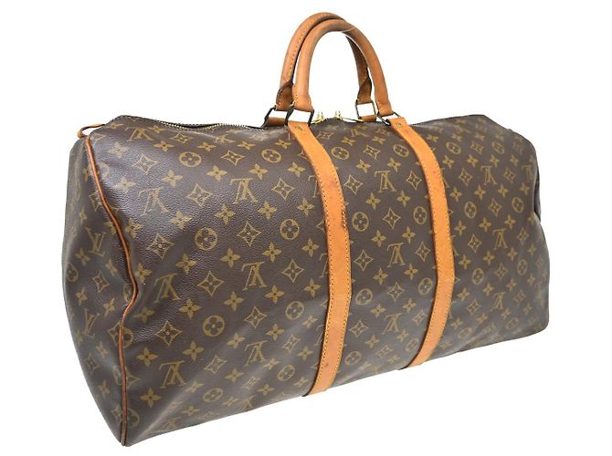Borsa Keepall Louis Vuitton in tela Monogram 55 Marrone - vista 2