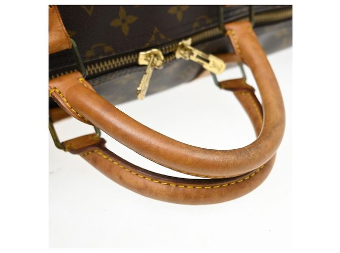 Borsa Keepall Louis Vuitton in tela Monogram 55 Marrone - vista 7