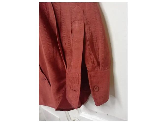 Massimo Dutti Camicia Misto Viscosa Rossa Bordò - vista 6
