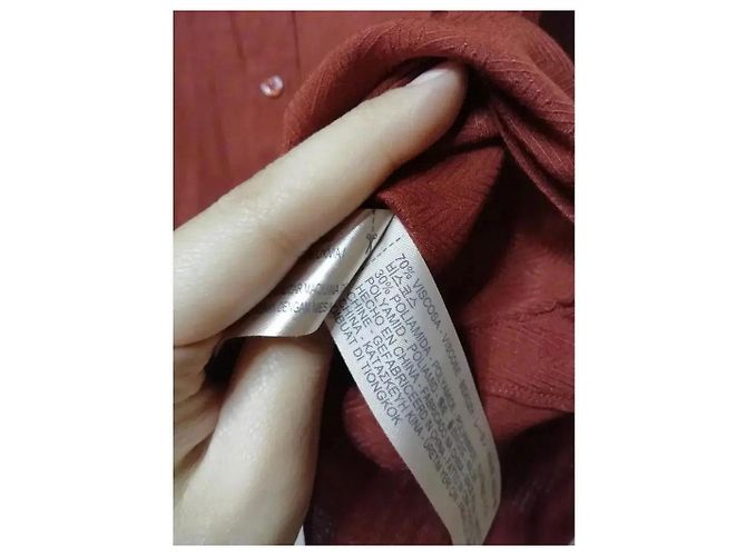 Massimo Dutti Camicia Misto Viscosa Rossa Bordò - vista 9